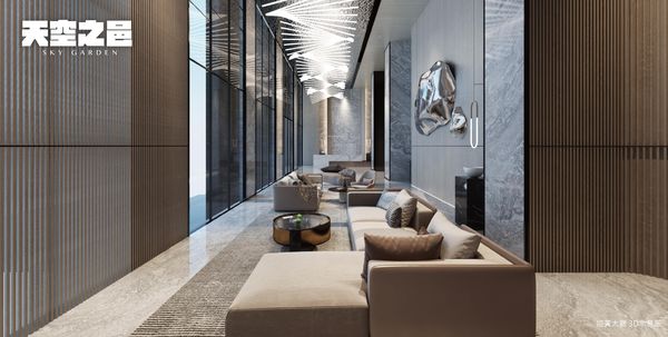 ▲「天空之邑」迎賓大廳風格緊跟現代潮流，整體簡約時尚。
